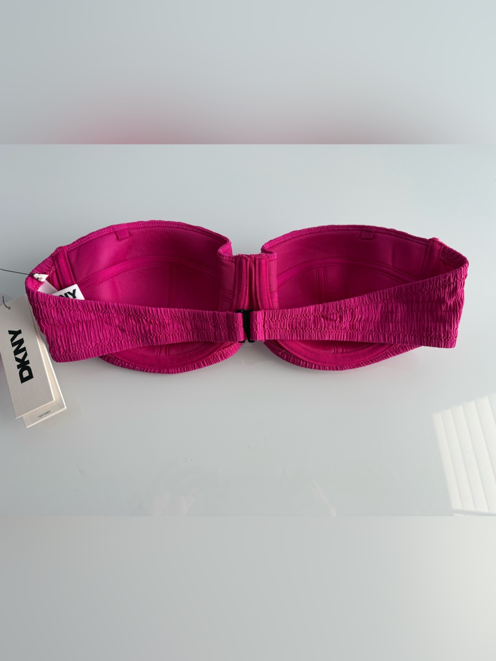 DKNY Women's Pink Textured Molded Balconette Bikini Top Size Large - Picture 6 of 9